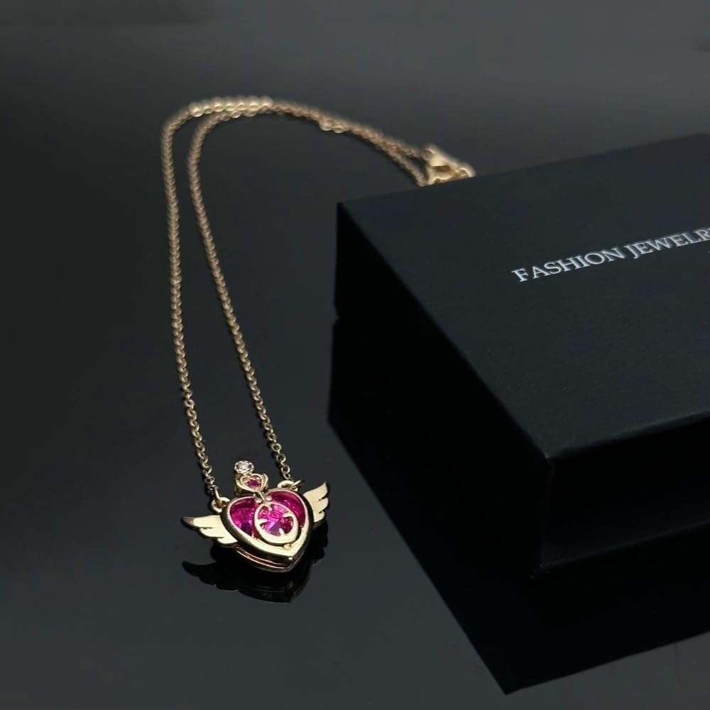 CHIVASO 4 Styles Anime Themed Pendant Necklaces Gold Plated Guardian Star Moon Necklace, Cosplay Jewelry Accessories