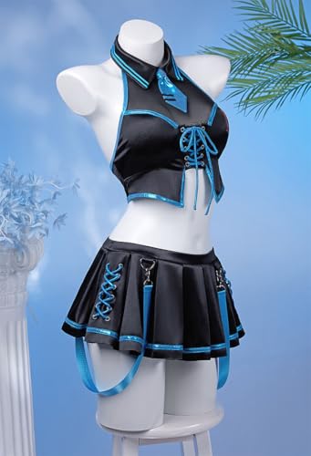 haikyuu Women Cosplay Swimsuit with Sleeves Anime Two Piece Bathing Suit Pool Party Musical Clubwear (US, Alpha, Small, Regular, Regular, Standard, Black)