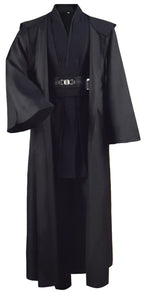 Adult Tunic Costume for Jedi Outfit Skywalker Halloween Cosplay Costume Hooded Robe Cloak Full Set Uniform Three Versions (Medium, Black)