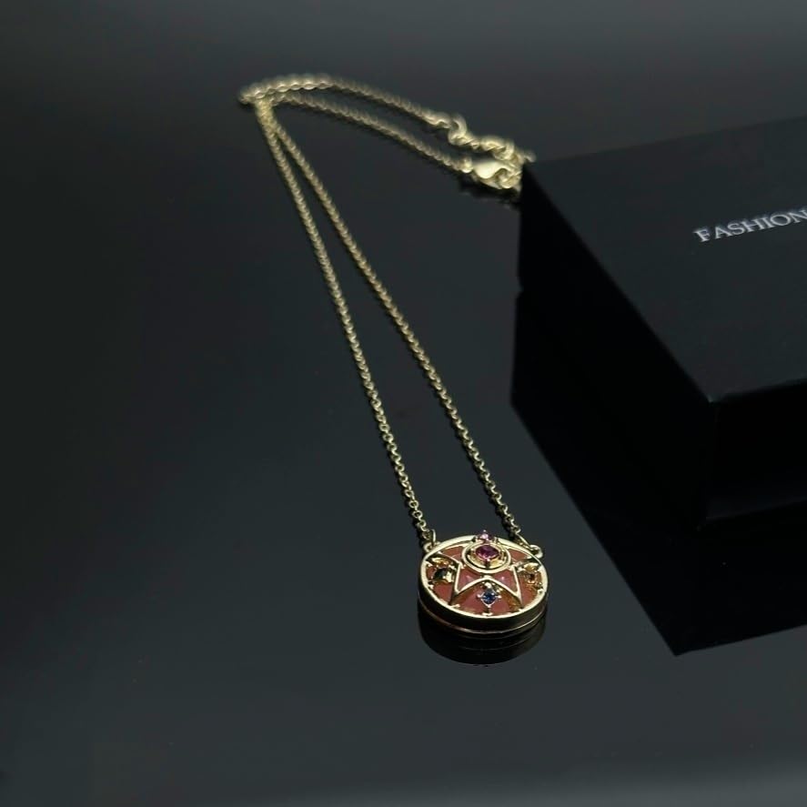 CHIVASO 4 Styles Anime Themed Pendant Necklaces Gold Plated Guardian Star Moon Necklace, Cosplay Jewelry Accessories