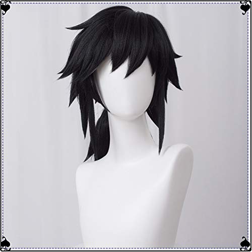 LABEAUTÉ Anime Black Cosplay Wigs for Giyuu Short Wig Halloween Wig Character Wig Cosplay Clothes for Demon Slayer: Kimetsu no Yaiba