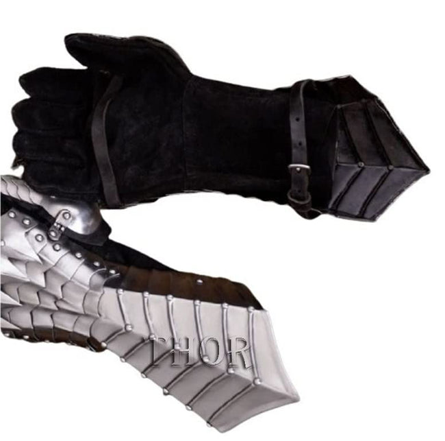 THOR INSTRUMENTS Medieval Knight Warrior Gothic Style Nazgul Gauntlets Functional Armor Silver Rustic Vintage Home Decor Gifts Main Image