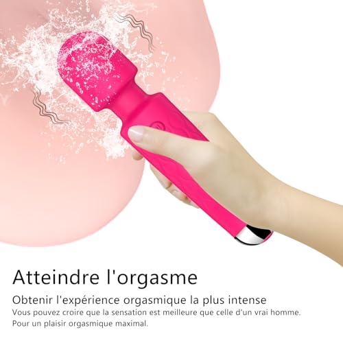 Vibrator Wand,Adult Sex Toy Wand, G Spot Dildo, Clit Vibrator, Sex Vibrators,Clitoris Stimulation,with 8 Speeds & 20 Patterns,Fully Waterproof,Vibrating Wand for her Pleasure (Rose Red)