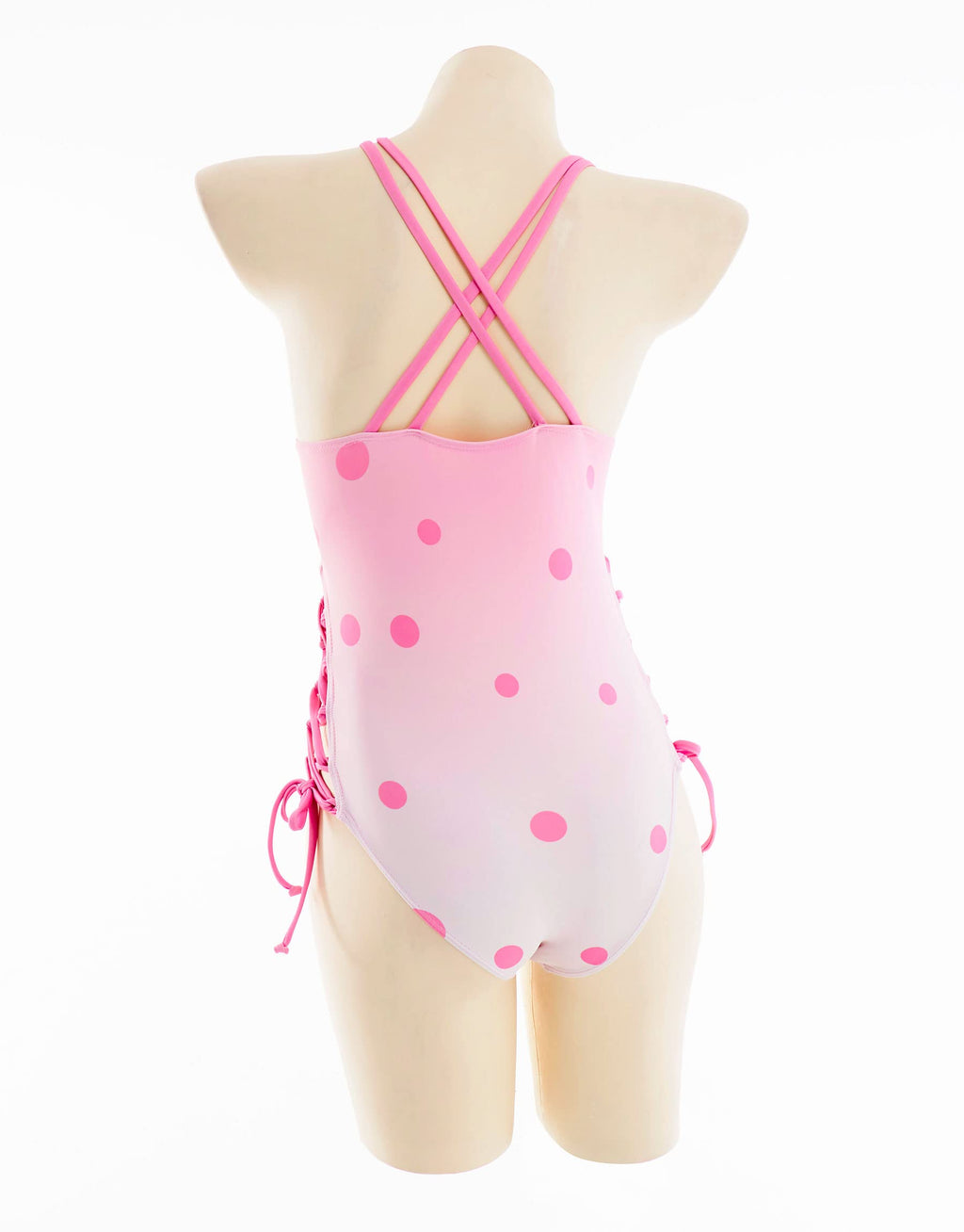 haikyuu Women Anime One Piece Swimsuit Set Swimwear Outfit Kawaii Bathing Suit Sexy Pink Blue (Medium, Pink Polka Dots)