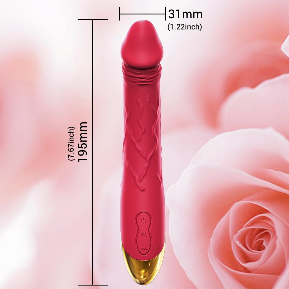 7.6 Inch Realistic Dildo Vibrator for Women，10 Powerful Vibration Modes for Clitoral and G-spot Stimulation, Waterproof Rose Adult Sex Toys for Women and Couples