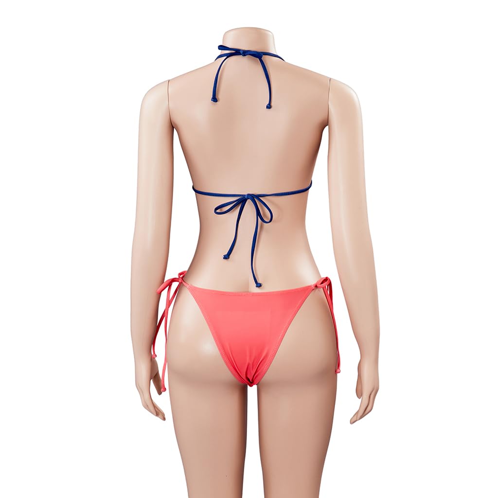 iSHOWcos Nico Robin Cosplay Bikini Women Sexy Triangle Bikini Halter Two Piece Set Swimsuit String Tie Side Bathing Suit (Large)