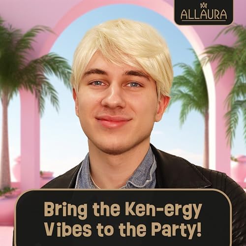 ALLAURA Compatible with Sonny Bono Wig – 60s 70s Men’s Short Brown Wig + Mustache for Hippie, Singer, TV Star, Cop, Detective Costumes – Liberty Duo, Limu & Doug, Uncle Rico, Retro Halloween Outfit