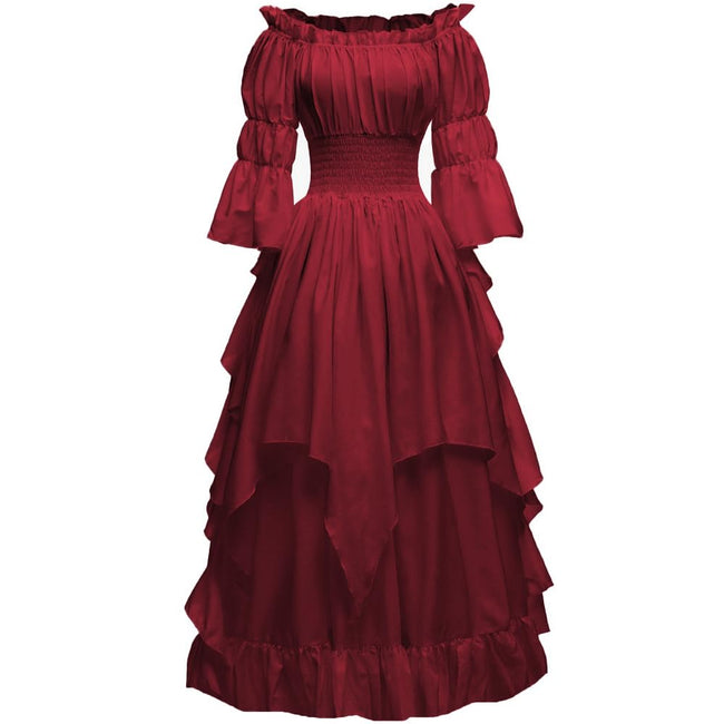 Abaowedding Women's Gothic Witch Dress Medieval Renaissance Costume Victorian Dress Burgundy Small/Medium Hover Image