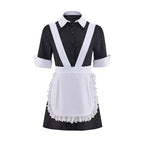 LQTIKLD Women's Horror Show Magenta Cosplay Costume Maid Uniform Apron Dress Halloween Outfit (Medium)
