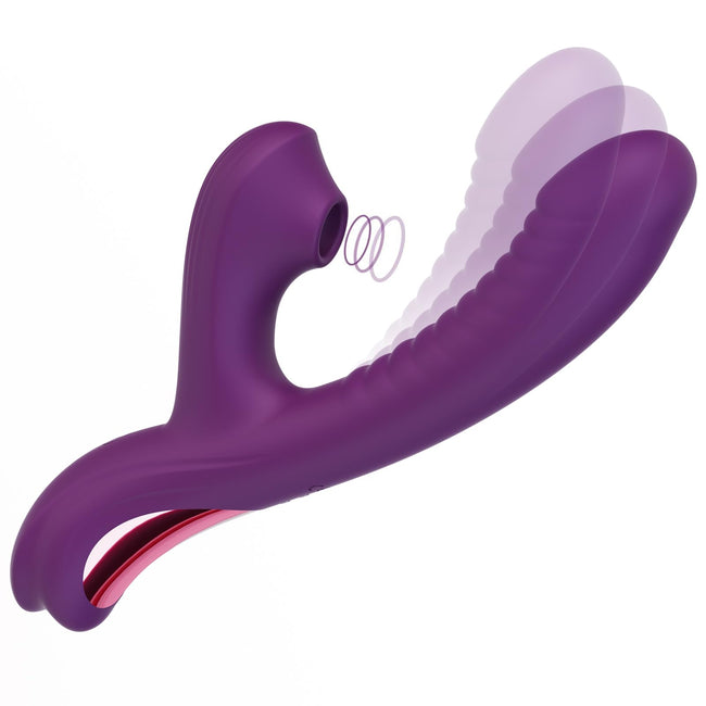 Tracy's Dog Come-Hither Rabbit Sucking Vibrator for Clitoral G Spot Stimulation, Adult Sex Toys for Women Couple, Vibrating Finger Massager with 3 Suction and 10 Vibration & Come-Hither Modes (Beta) Hover Image