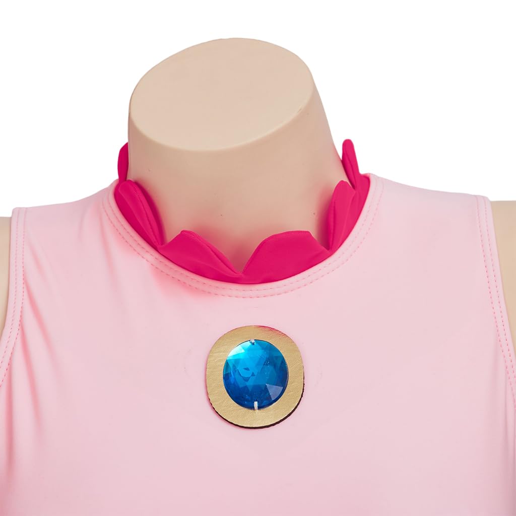 iSHOWcos Princess Cosplay Swimsuit Pink Costume Swimwear Bathing Suit Sexy Jumpsuit Halloween Bodysuit-XL