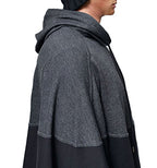 Demetory Men's Color Block Oversized Batwing Sleeves Hooded Poncho Cape Cloak Black Medium