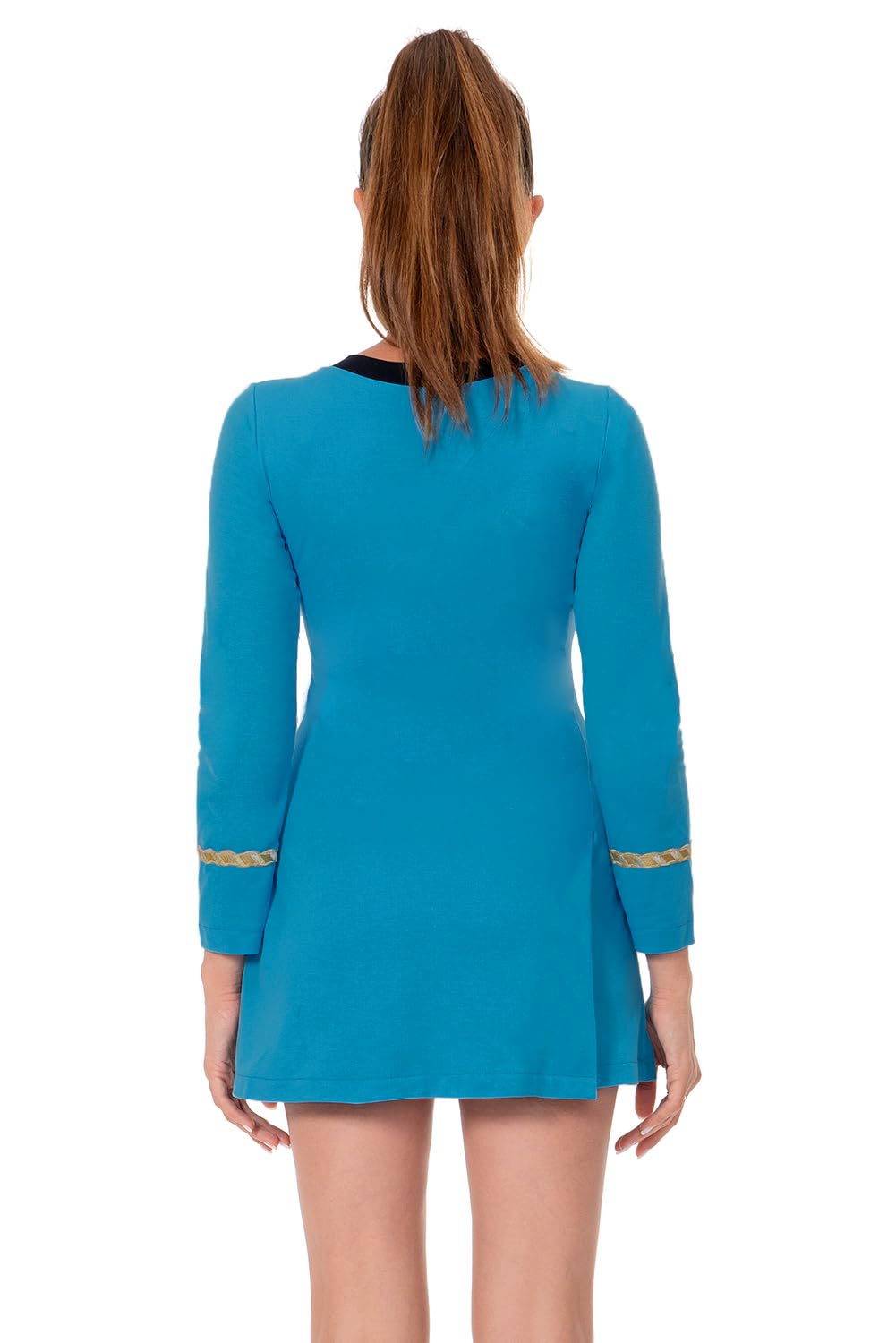 Zhinina Adult Shirt Dress Women Long-Sleeve Uniform Bodycon Top Classic Cosplay Costume Movie Work Clothes Outfit Blue