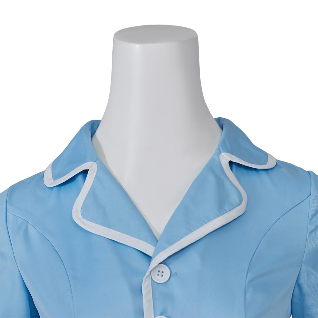 Musical Waitress Cosplay Costume Women Blue Maid Dress Uniform with Apron Outfit (Blue, XXXL)