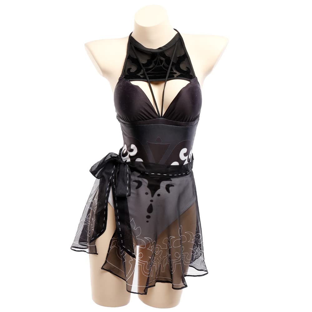 haikyuu Women Anime One Piece Swimsuit Kawaii Style Bathing Suit Rave Cosplay Swimwear (US, Alpha, Medium, Regular, Regular, Black)