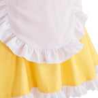 Musical Waitress Cosplay Costume Women Yellow Maid Dress Uniform with Apron Scarf Outfit (Yellow, Medium)