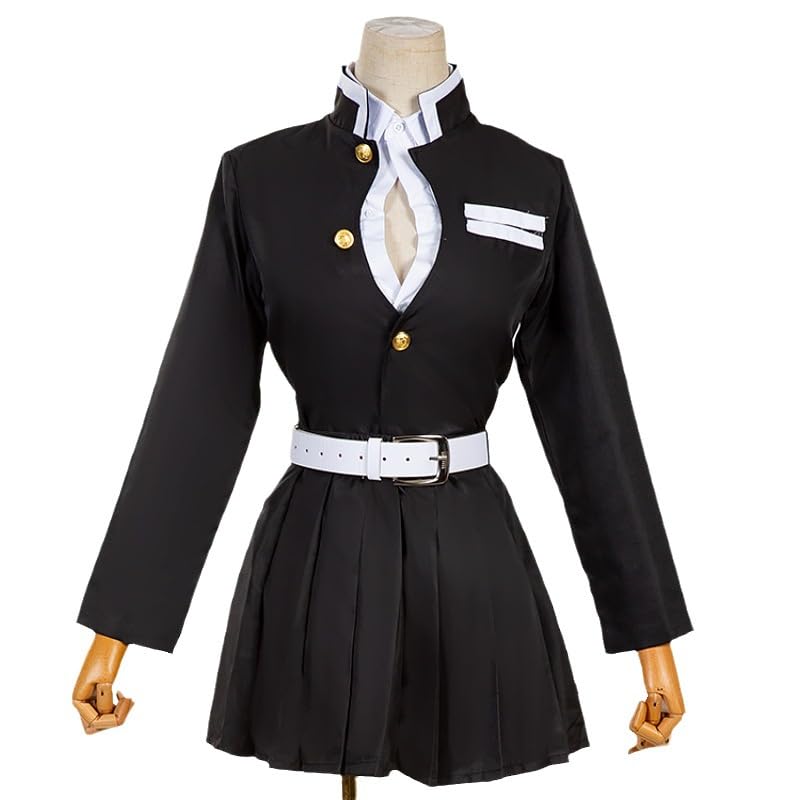 CHENYIZDQ Mitsuri Amaidera Cosplay Love Hashira Cosplay Costume Full Set Woman Ghost Kill Team Uniform Halloween Play (Black, L)