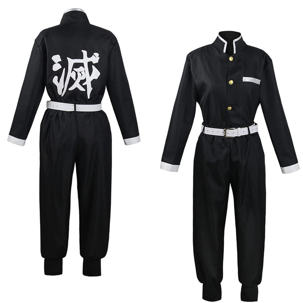 Mens Cosplay Costume Japanese Anime Cosplay Black Team Uniform Kimonos Outfit With Belt (M, Black)