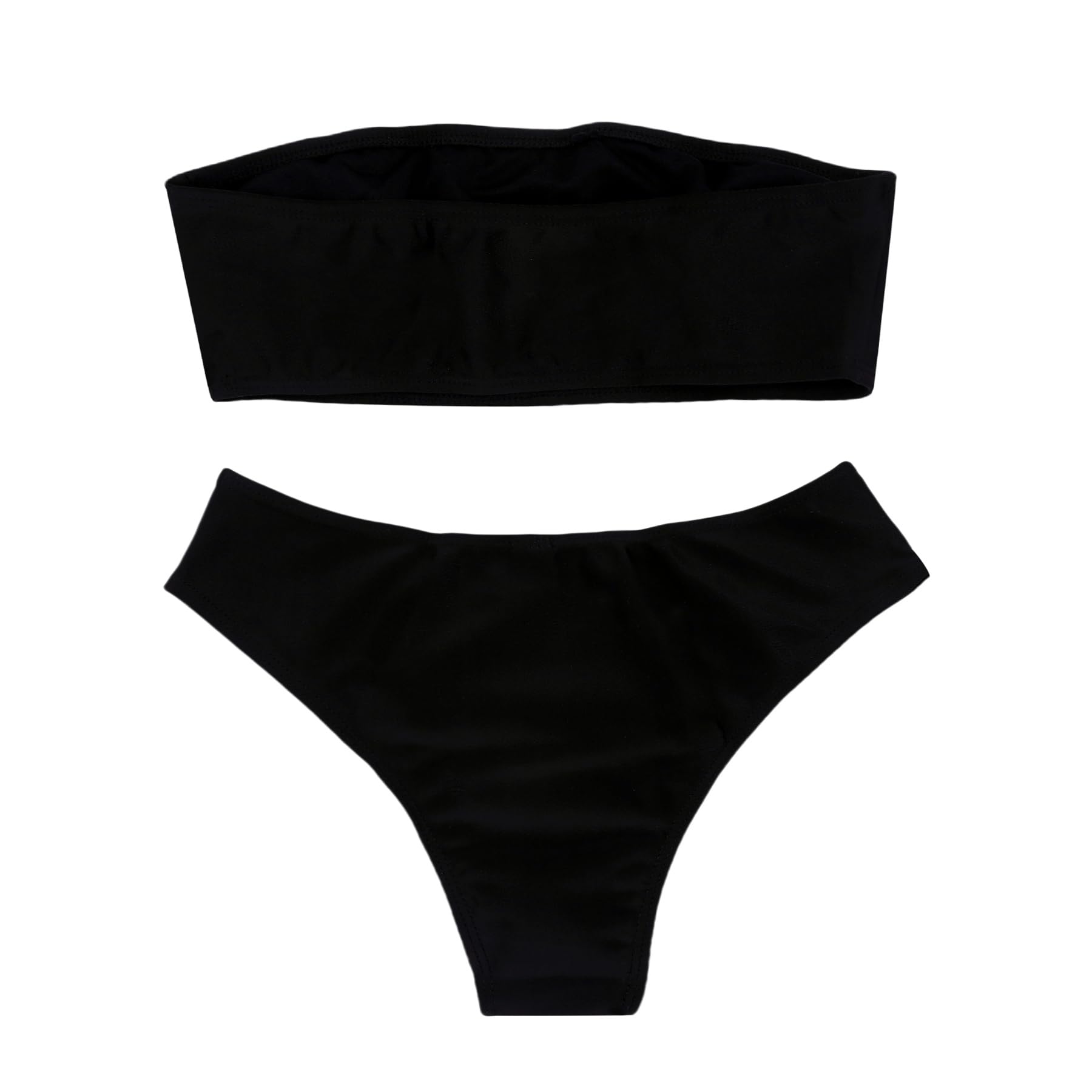 ZGMYC Women's Letter Skull Print Goth Swimsuit 2 Piece Sexy Strapless Bandeau Bikini High Waist Bathing Suit Festival Outfit