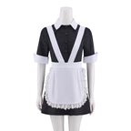 LQTIKLD Women's Horror Show Magenta Cosplay Costume Maid Uniform Apron Dress Halloween Outfit (Medium)