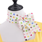 Musical Waitress Cosplay Costume Women Yellow Maid Dress Uniform with Apron Scarf Outfit (Yellow, Medium)