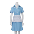 Musical Waitress Cosplay Costume Women Blue Maid Dress Uniform with Apron Outfit (Blue, XXXL)