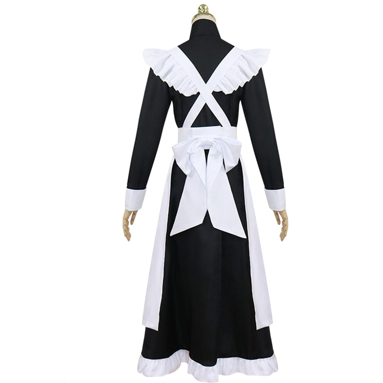 YJCOS Women's Classic Maid Long Dress Black and White Apron Lolita Housekeeper Cosplay Costume Uniform