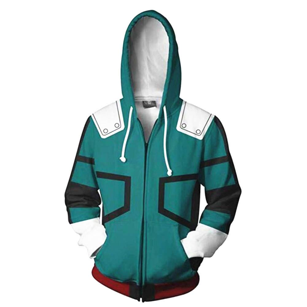 YUANTU Academia Hoodies Cosplay Costume Jacket Hoodies for Adult Unisex (US, Alpha, Large, Regular, Regular, green)