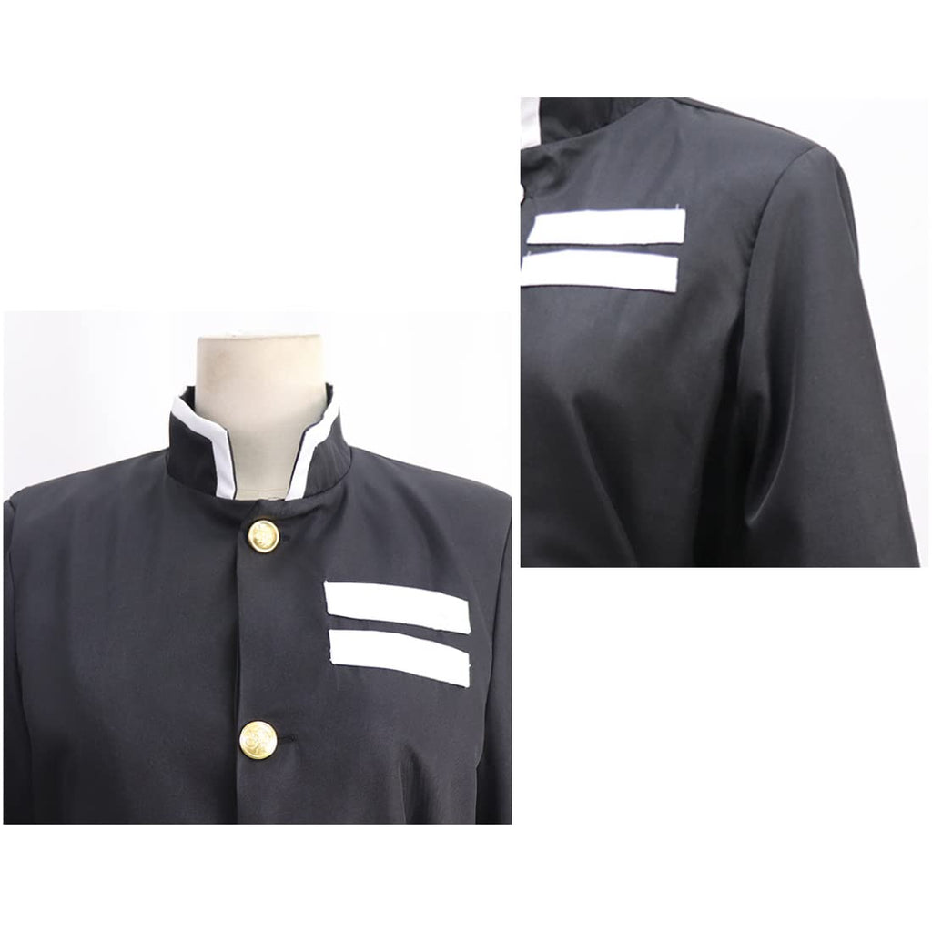 Mens Cosplay Costume Japanese Anime Cosplay Black Team Uniform Kimonos Outfit With Belt (M, Black)