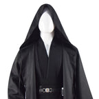 Adult Tunic Costume for Jedi Outfit Skywalker Halloween Cosplay Costume Hooded Robe Cloak Full Set Uniform Three Versions (Medium, Black)