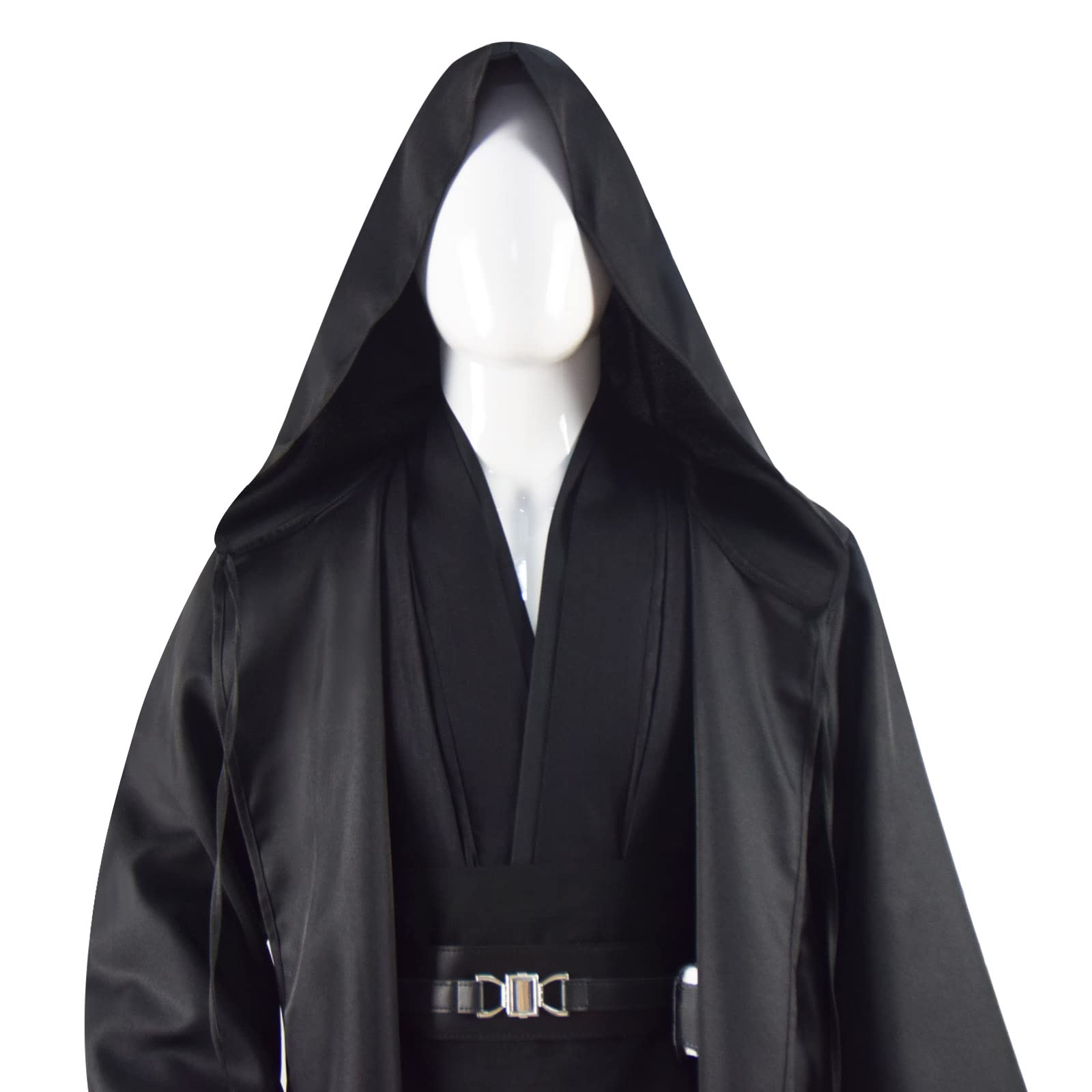 Adult Tunic Costume for Jedi Outfit Skywalker Halloween Cosplay Costume Hooded Robe Cloak Full Set Uniform Three Versions (Medium, Black)