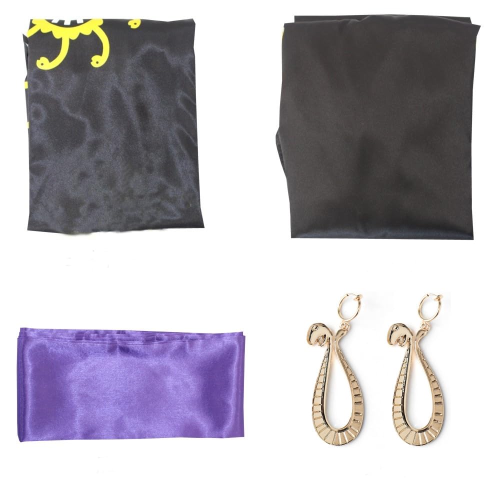 GWOKDAN Queen Cosplay Costume Anime Black Kimono Dress Cheongsam Cloak Women Halloween Outfits Full Set(M,Black)