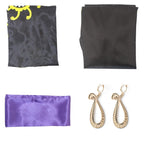 GWOKDAN Queen Cosplay Costume Anime Black Kimono Dress Cheongsam Cloak Women Halloween Outfits Full Set(M,Black)