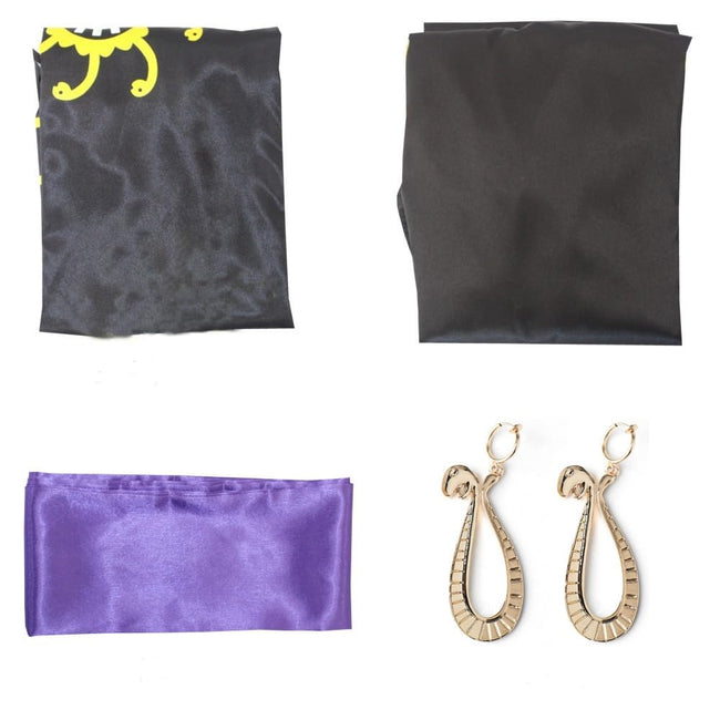 GWOKDAN Queen Cosplay Costume Anime Black Kimono Dress Cheongsam Cloak Women Halloween Outfits Full Set(M,Black) Main Image