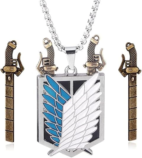 FAN X JEWELRY AOT Wings of Freedom Pendant Necklace - Shingeki No Kyojin Anime Chain - Gifts for Men Women and Fans