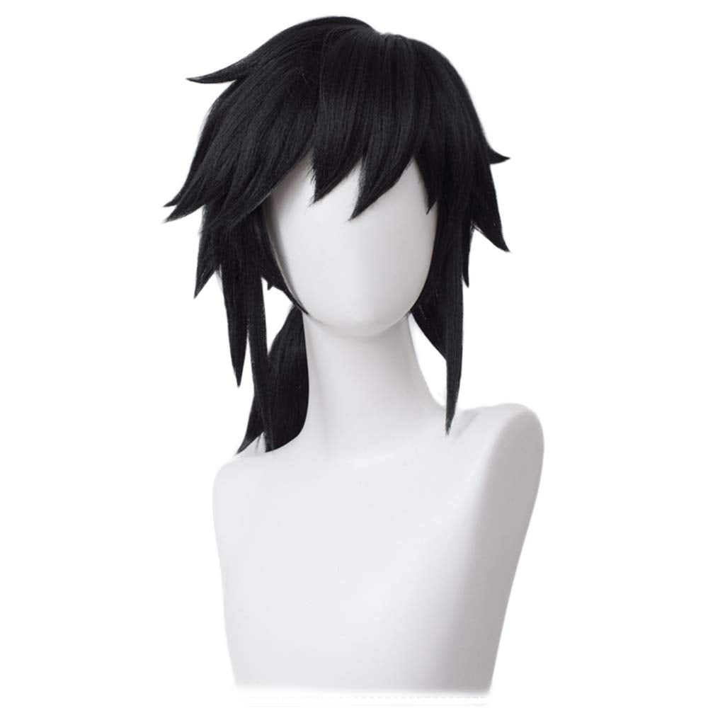 LABEAUTÉ Anime Black Cosplay Wigs for Giyuu Short Wig Halloween Wig Character Wig Cosplay Clothes for Demon Slayer: Kimetsu no Yaiba