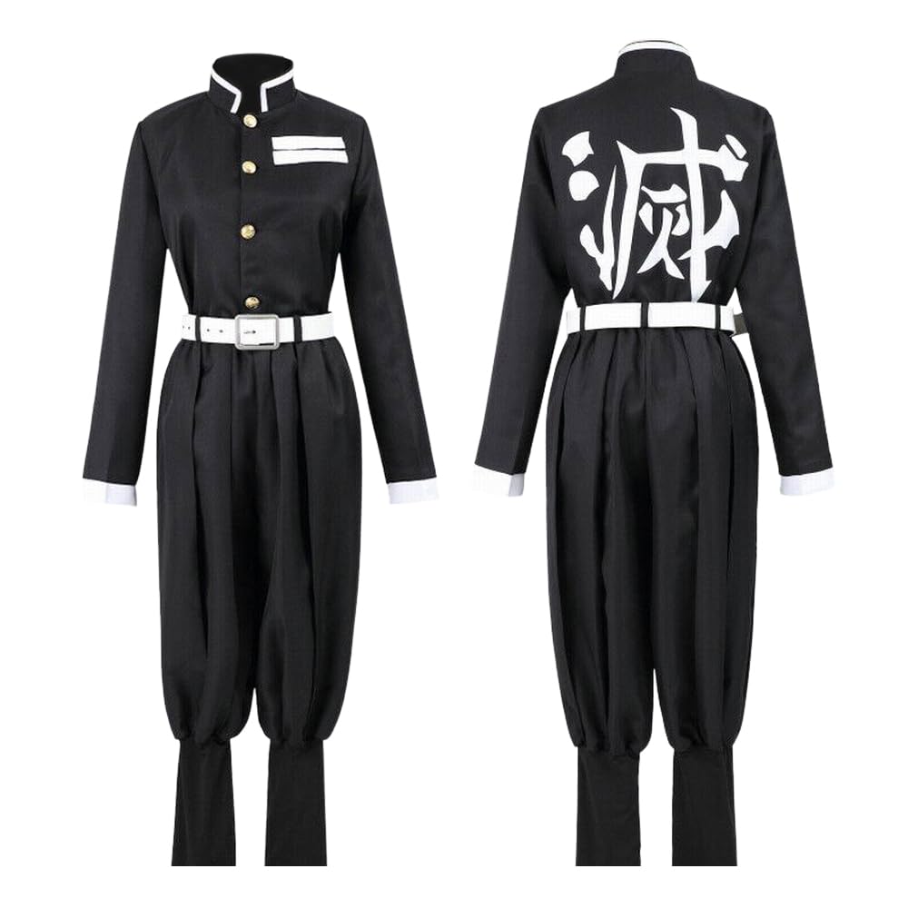OURUEPY Full Set Men Anime Cosplay Costume For Tanjiro Party Role Costume Kimono Outfit Including Shoes Wig Sword