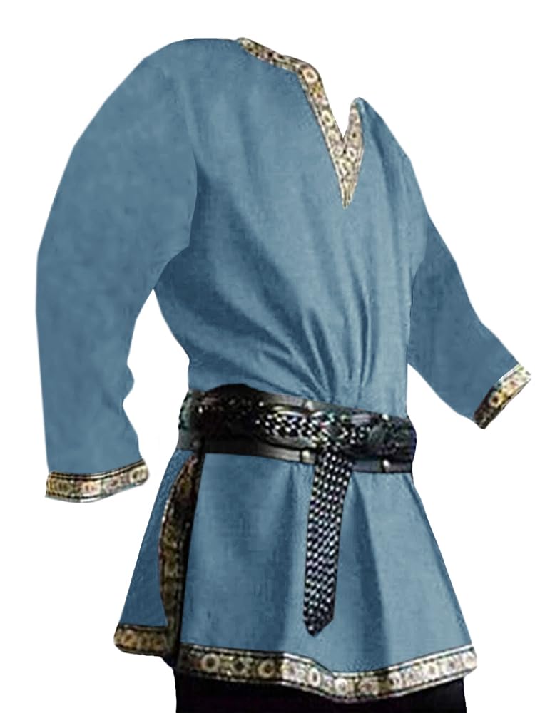 Gafeng Mens Medieval Costume Renaissance Pirate Halloween Viking Tunic Knight Cosplay Warrior LARP Shirts