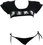 YOMORIO Sexy Anime Cosplay Japanese Lingerie Set Sexy Crop Top Naughty Underwear Anime Cosplay Costumes (Black)