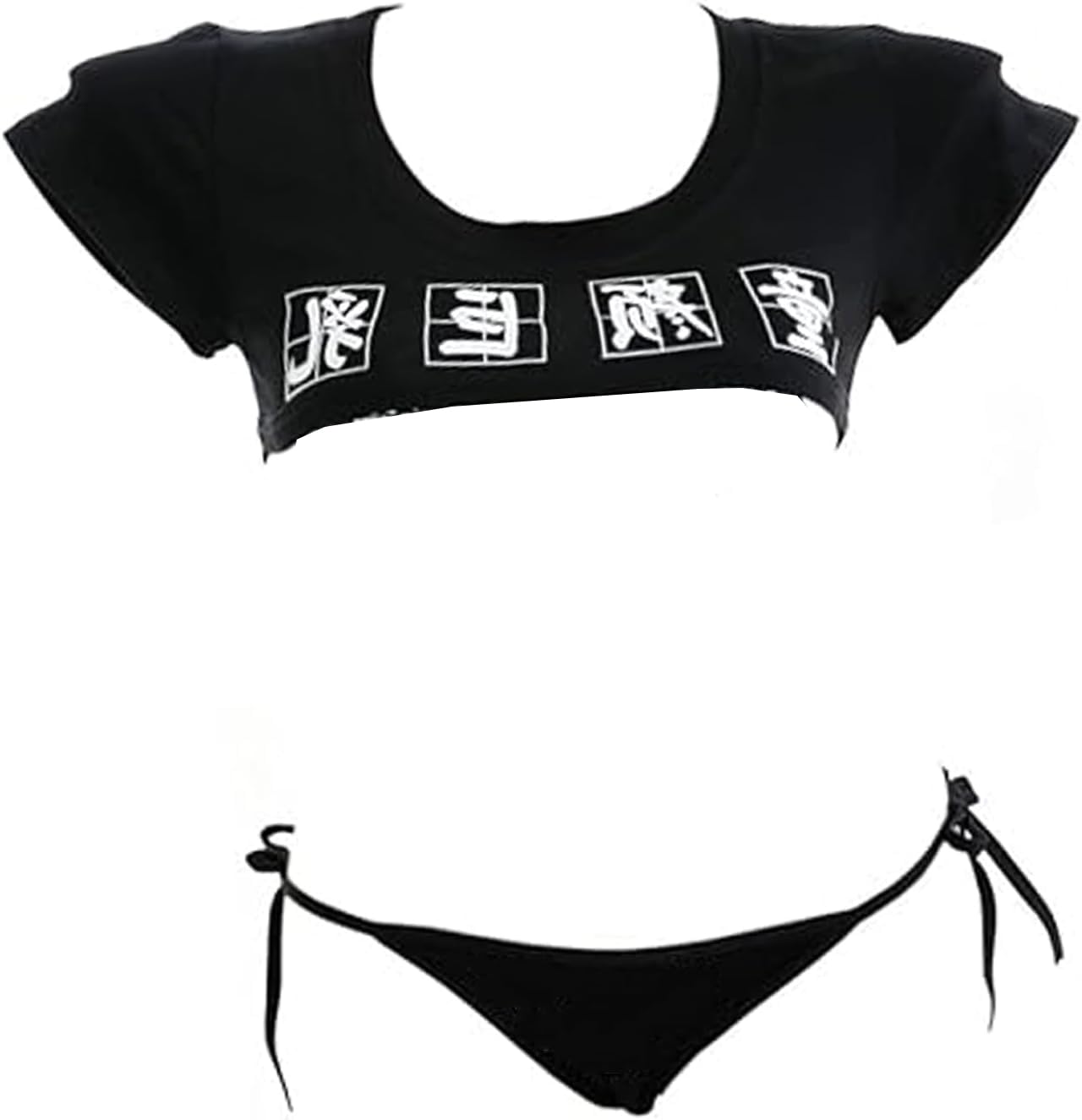 YOMORIO Sexy Anime Cosplay Japanese Lingerie Set Sexy Crop Top Naughty Underwear Anime Cosplay Costumes (Black)