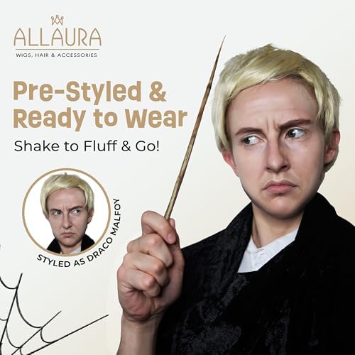 ALLAURA Compatible with Sonny Bono Wig – 60s 70s Men’s Short Brown Wig + Mustache for Hippie, Singer, TV Star, Cop, Detective Costumes – Liberty Duo, Limu & Doug, Uncle Rico, Retro Halloween Outfit