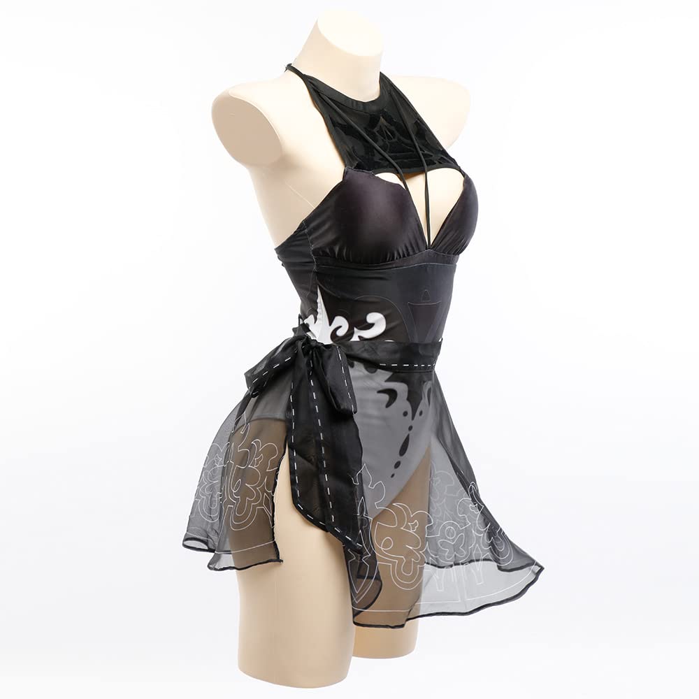 haikyuu Women Anime One Piece Swimsuit Kawaii Style Bathing Suit Rave Cosplay Swimwear (US, Alpha, Medium, Regular, Regular, Black)