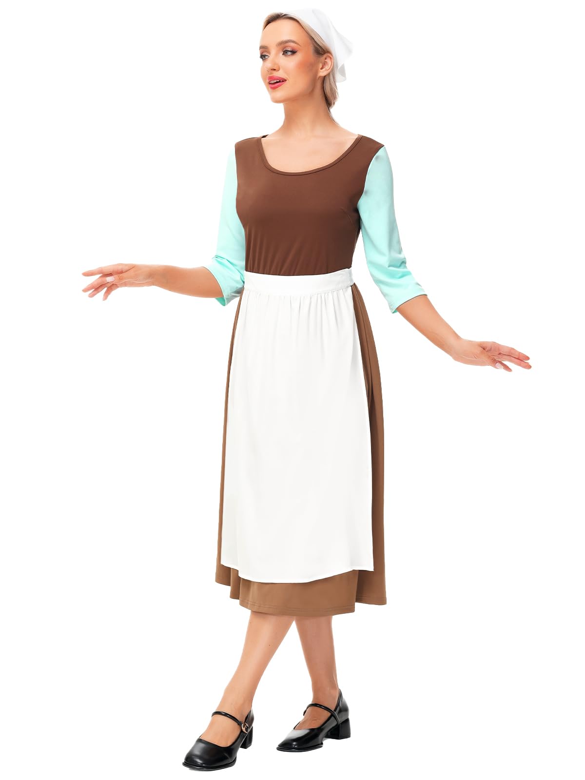 Deerose Womens Halloween Maid Brown Costume Adult Ciinders Cosplay With Apron XS