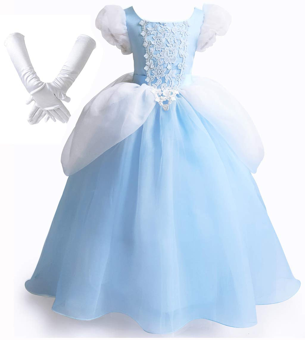 Girls Cinderella Costumes Halloween Princess Dress Up Fancy Birthday Party Ball Gown