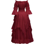 Abaowedding Women's Gothic Witch Dress Medieval Renaissance Costume Victorian Dress Burgundy Small/Medium