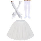 KaKaxi Halloween Costume Pink Evening Dresses with Waist Belts Gloves Hats Golden Crown Leggings Earrings Accessories for Women,S