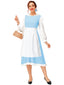 Womens Belle Dress Halloween Blue Princess Dresses Beauty Maid Clothes with White Apron S