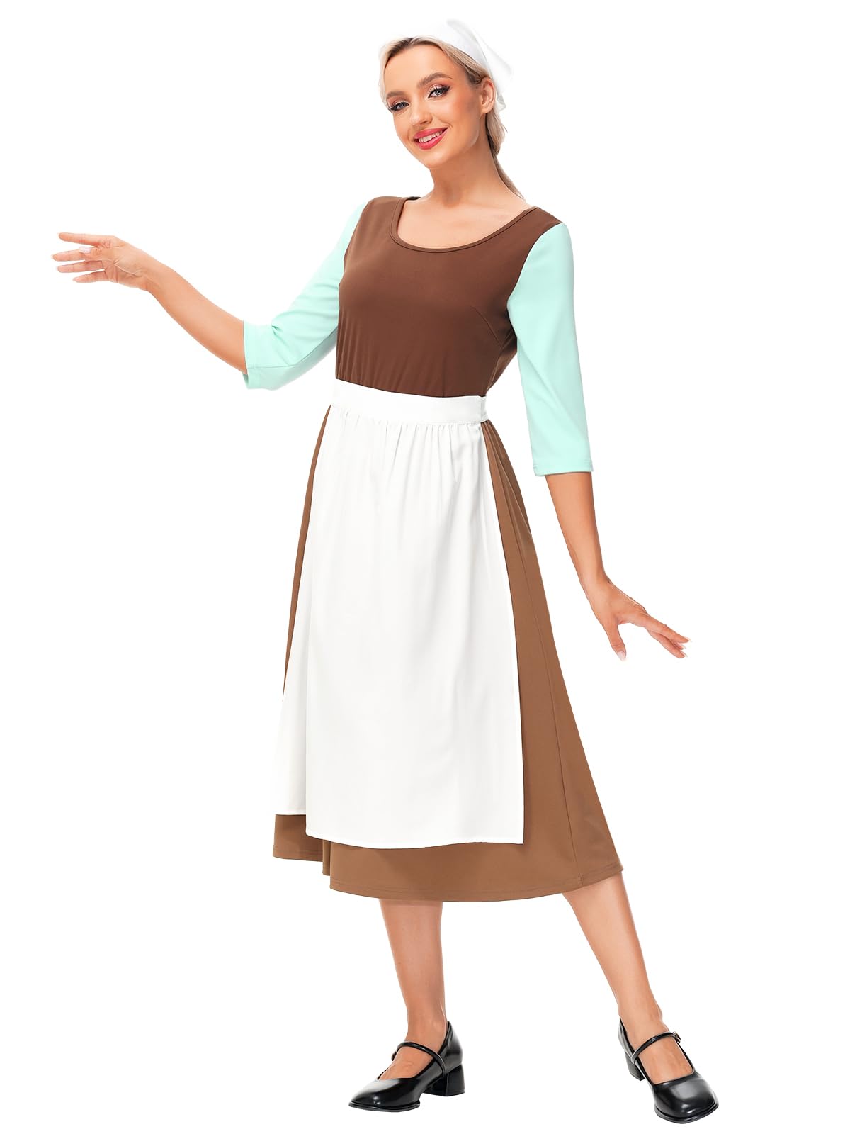 Deerose Womens Halloween Maid Brown Costume Adult Ciinders Cosplay With Apron XS