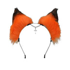 VIGVAN Handmade Wolf Fox Ears Animal Cosplay Cute Head Accessories for Halloween (Chain Orange)