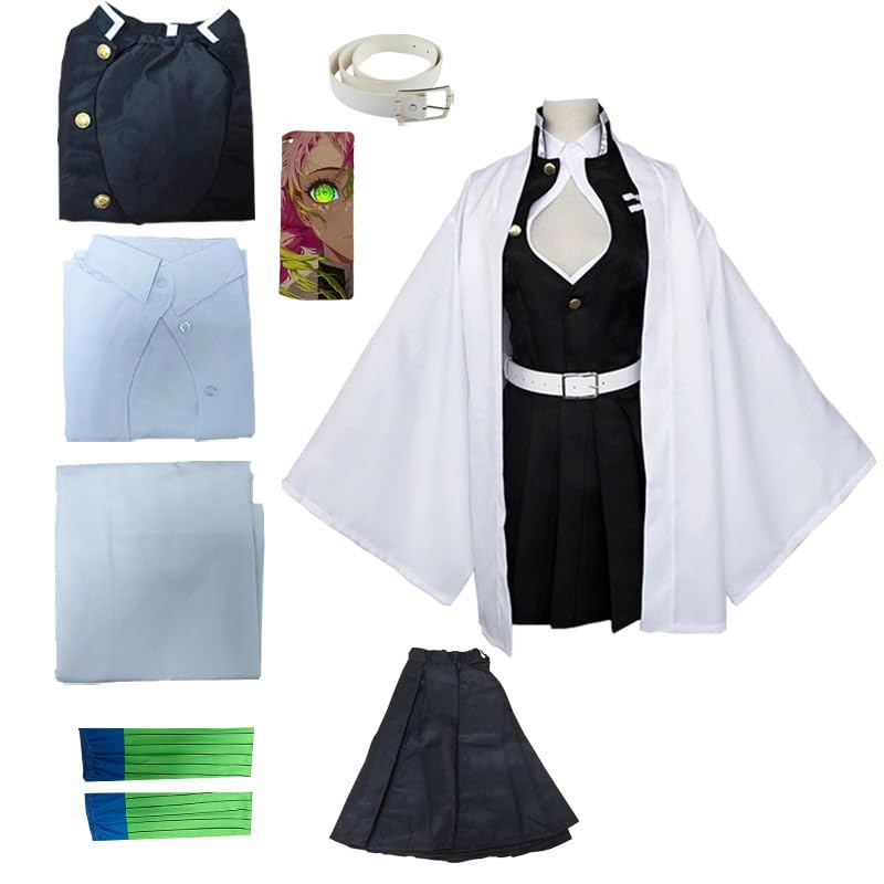 CHENYIZDQ Mitsuri Amaidera Cosplay Love Hashira Cosplay Costume Full Set Woman Ghost Kill Team Uniform Halloween Play (Black, L)